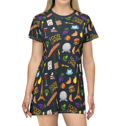 Food And Wine T-Shirt Dress