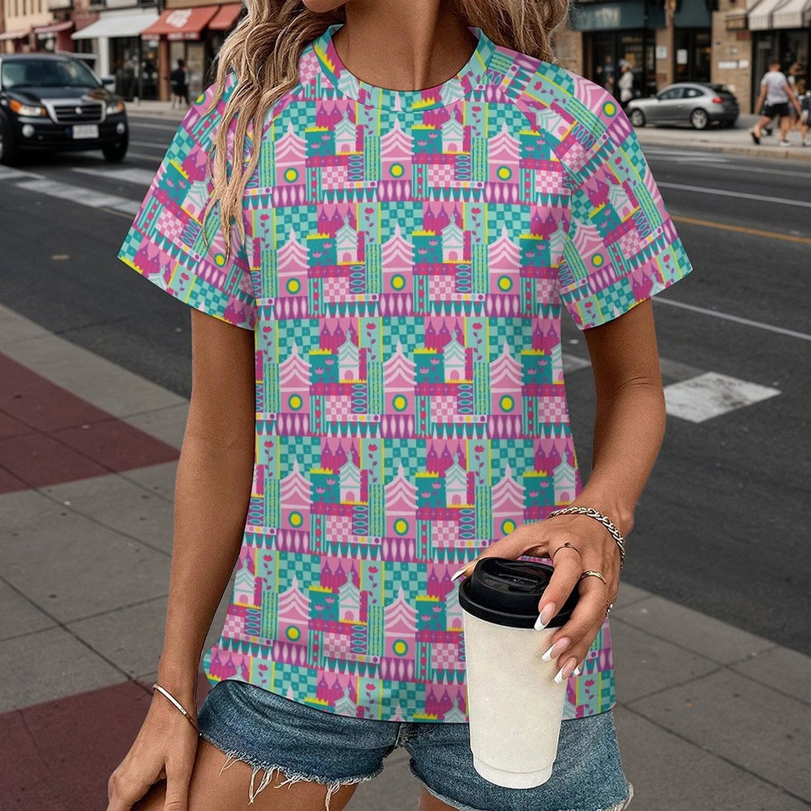 Women's All Over Print Raglan T-Shirt - Ambrie