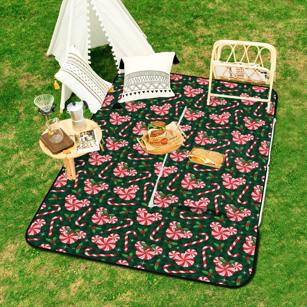 Christmas Peppermint Zipper Picnic Mat