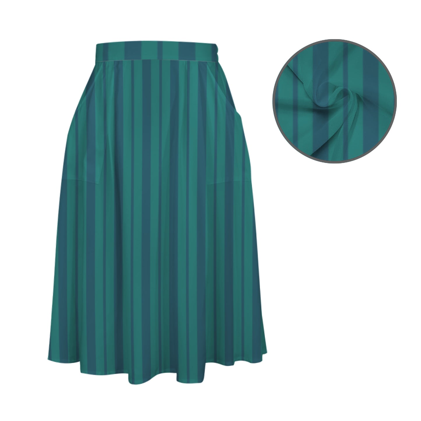 Haunted Mansion Skirt Elastic Waist Midi Skirt With Pockets