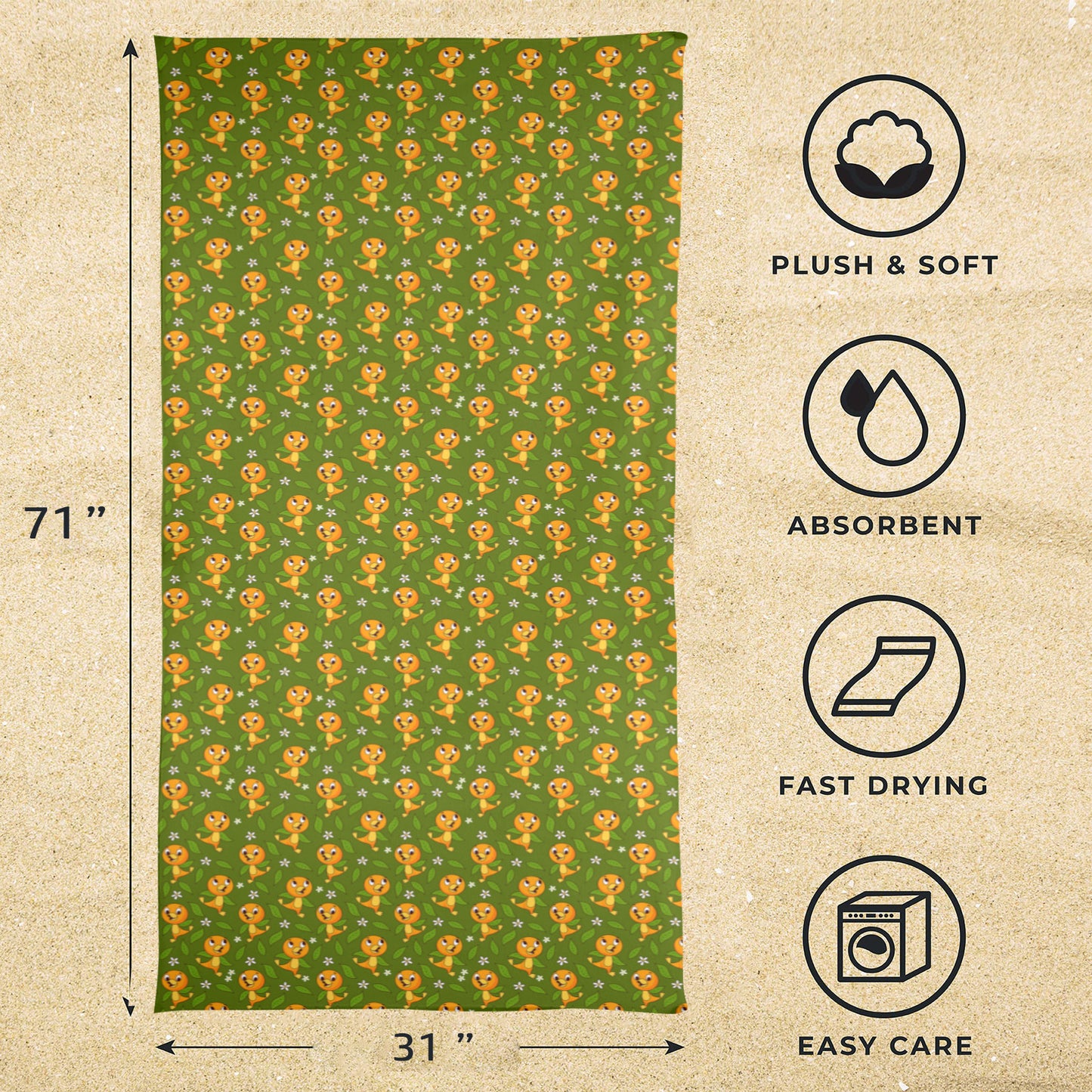 Orange Bird Beach Towel