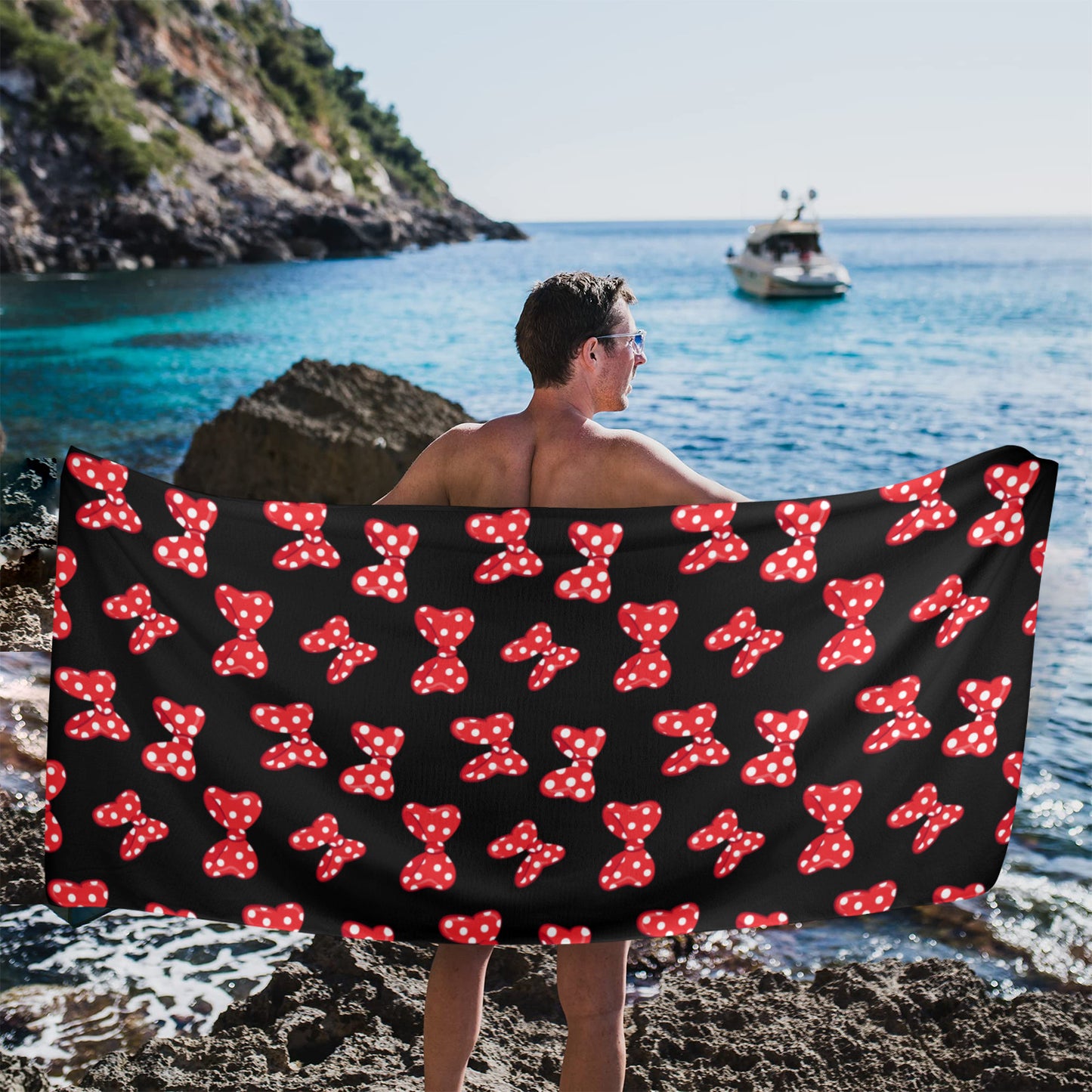 Polka Dots And Bows Beach Towel