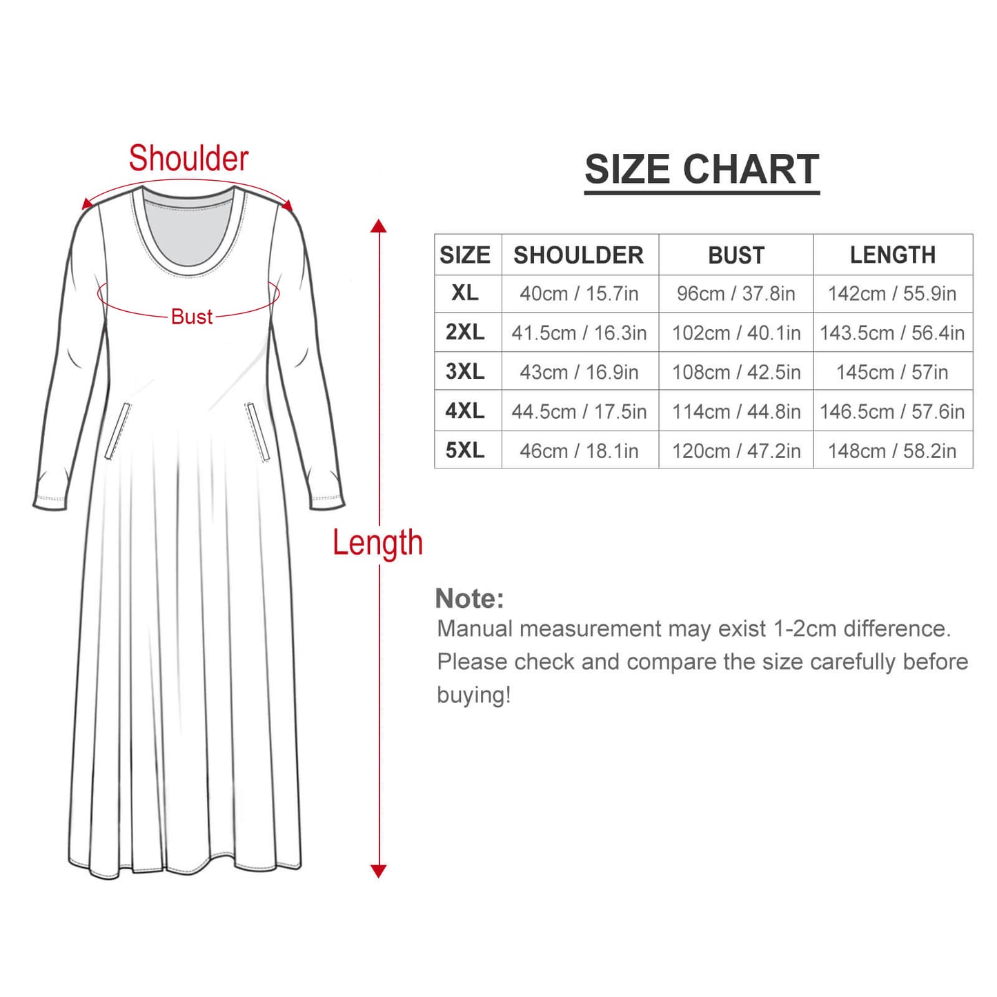 Flower And Garden Plus Size Loose-Fit Long Sleeve Dress