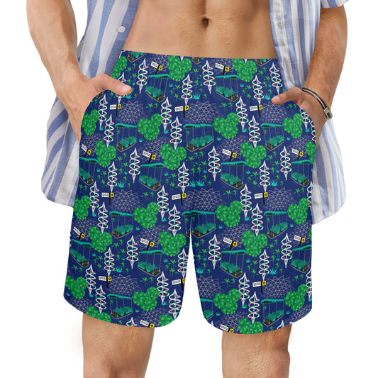 Living With The Land Men's All Over Print Elastic Beach Shorts (Model L20-2)
