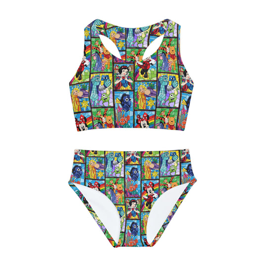 Stained Glass Characters Girls Two Piece Swimsuit