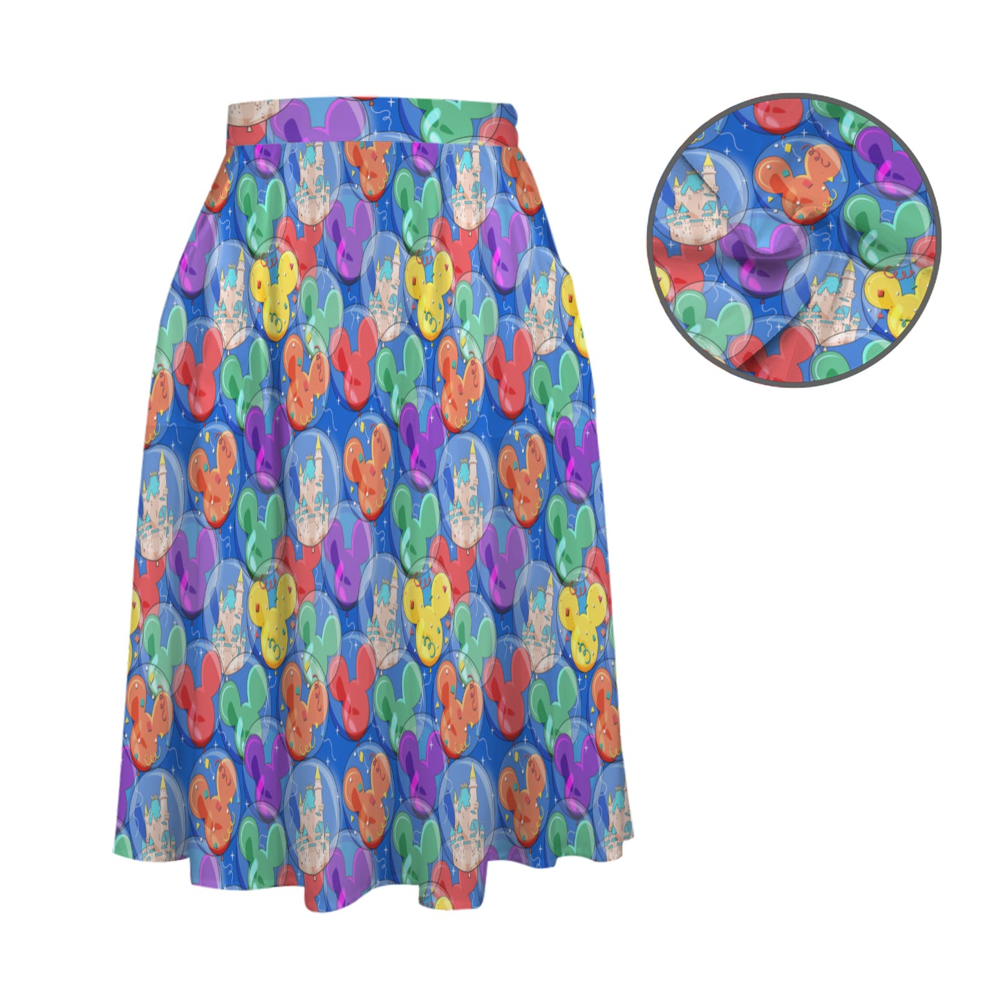 Balloon Collector Elastic Waist Midi Skirt With Pockets