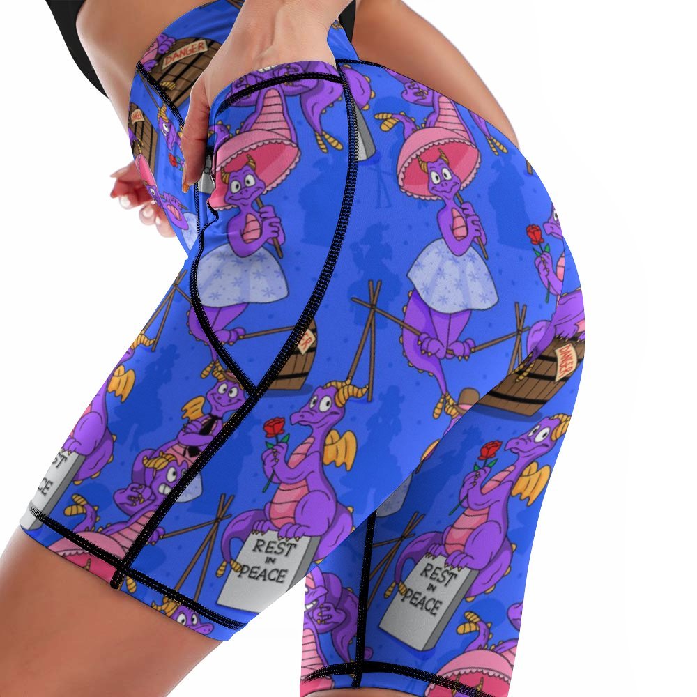 Haunted Mansion Figment Women's Knee Length Athletic Yoga Shorts With Pockets