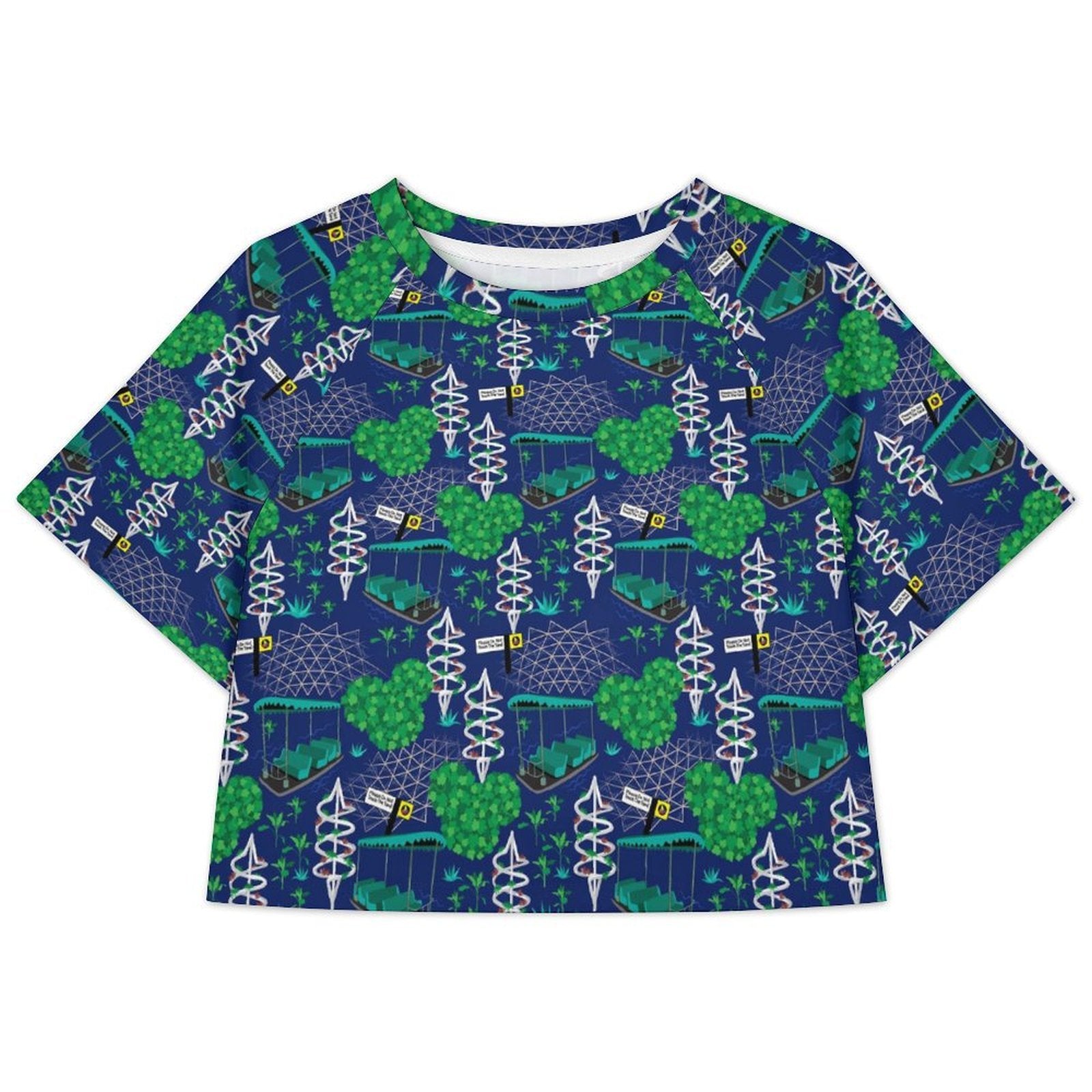 All Over Print Cropped Ralgan T-Shirt - Ambrie