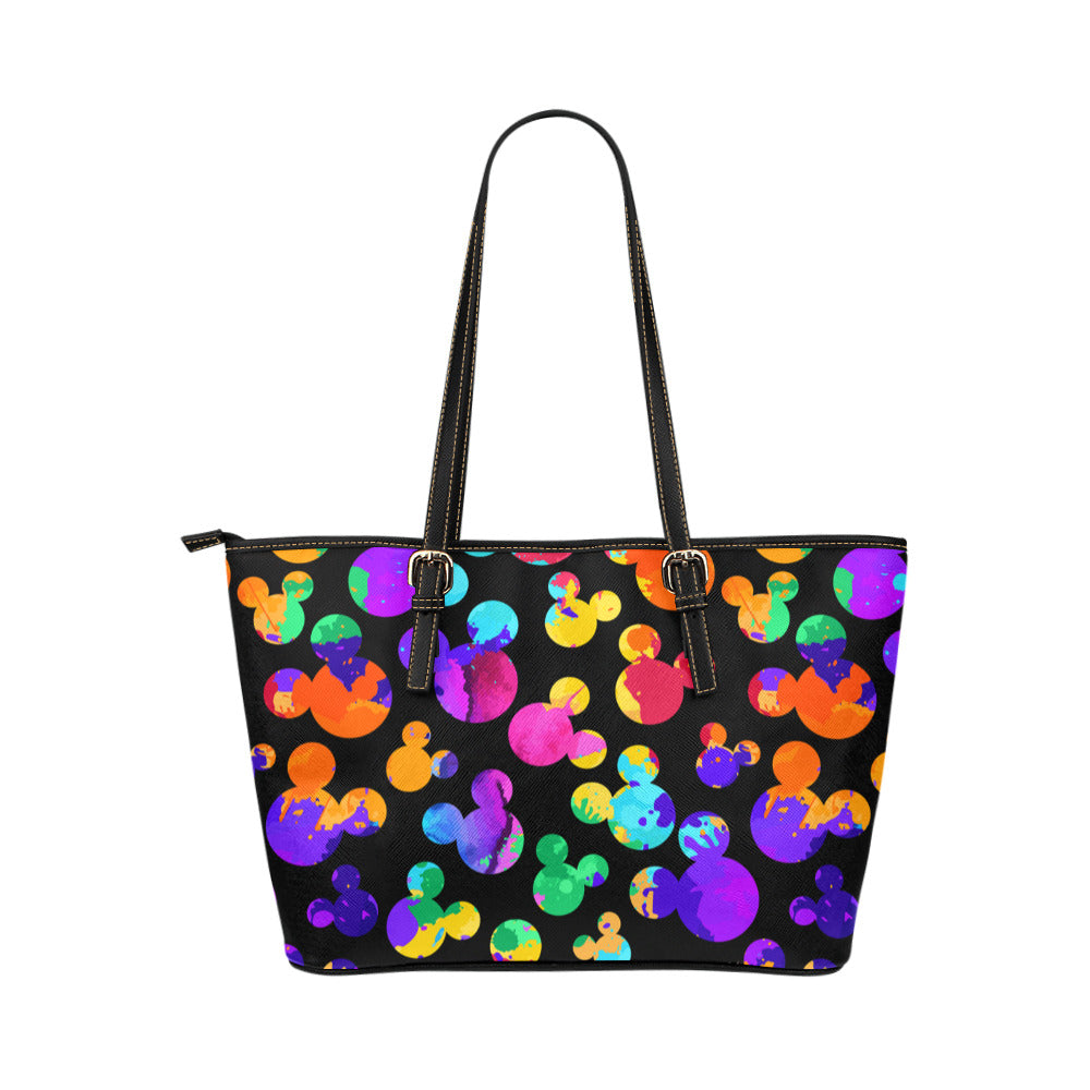 Watercolor Leather Tote Bag