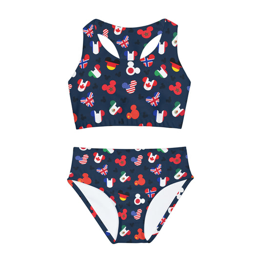 Mickey Flags Girls Two Piece Swimsuit