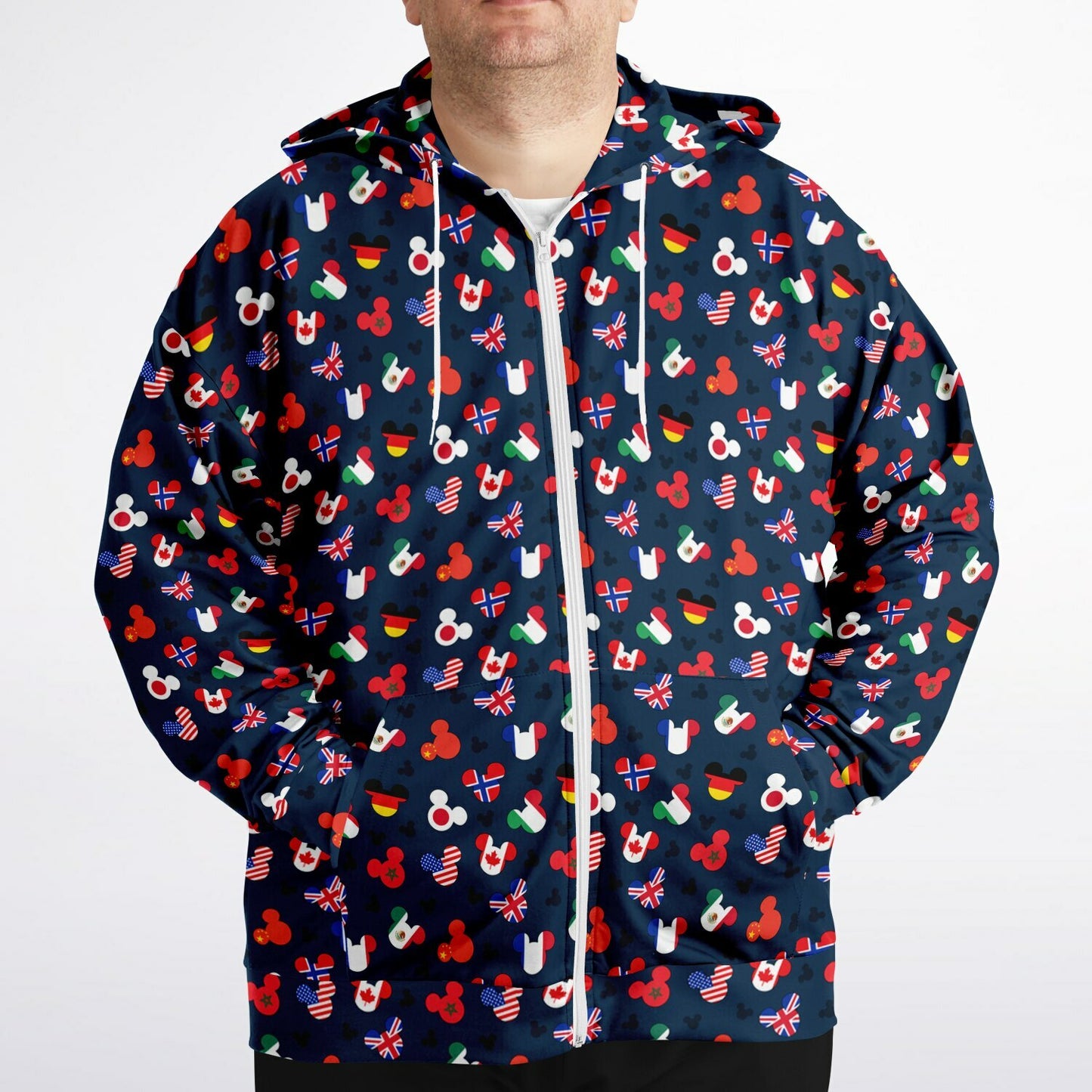 Mickey Flags Plus-size Unisex Zip Hoodie