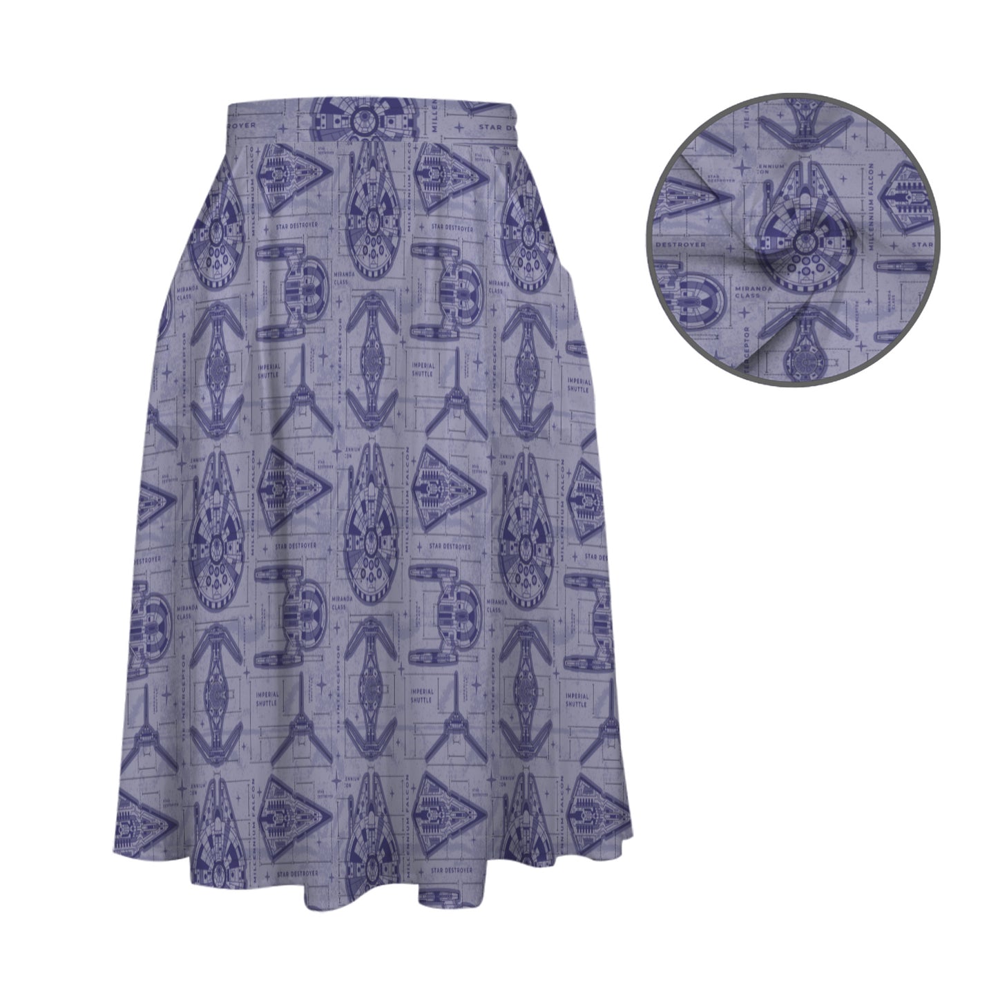Star Wars Blueprints Elastic Waist Midi Skirt With Pockets