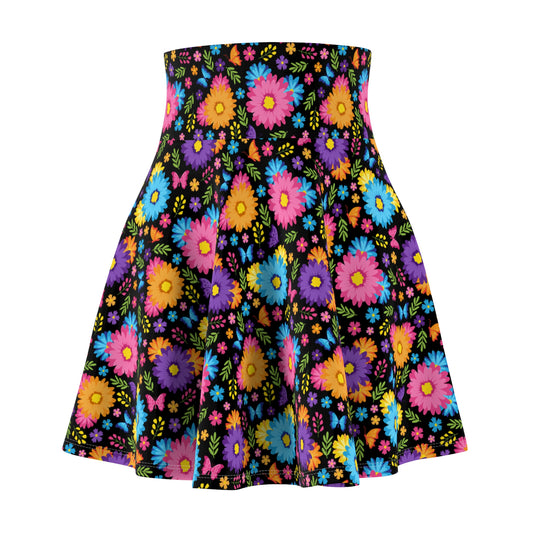 Colorful Spring Flowers Women's Skater Skirt
