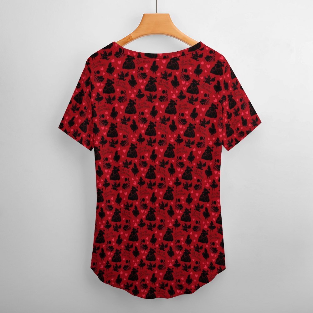 Disney Alice In Wonderland Queen Of Hearts Off With Their Heads Women's V-Neck T-Shirt