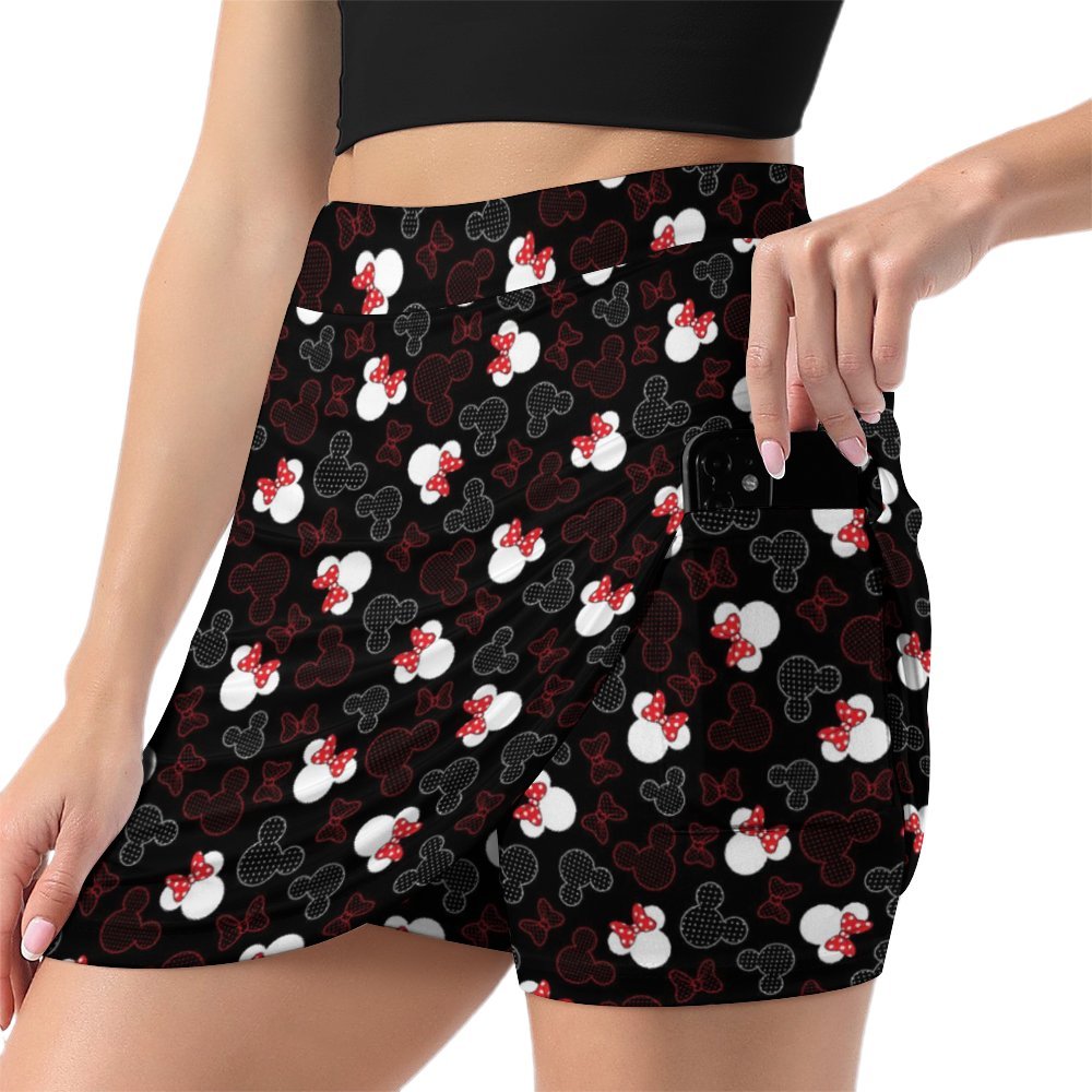 Mickey And Minnie Dots Athletic A-Line Skirt With Pocket