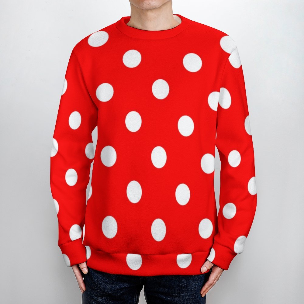 Red With White Polka Dots Unisex Crewneck Sweater