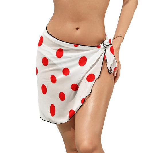 White With Red Polka Dots Swimsuit Beach Wrap
