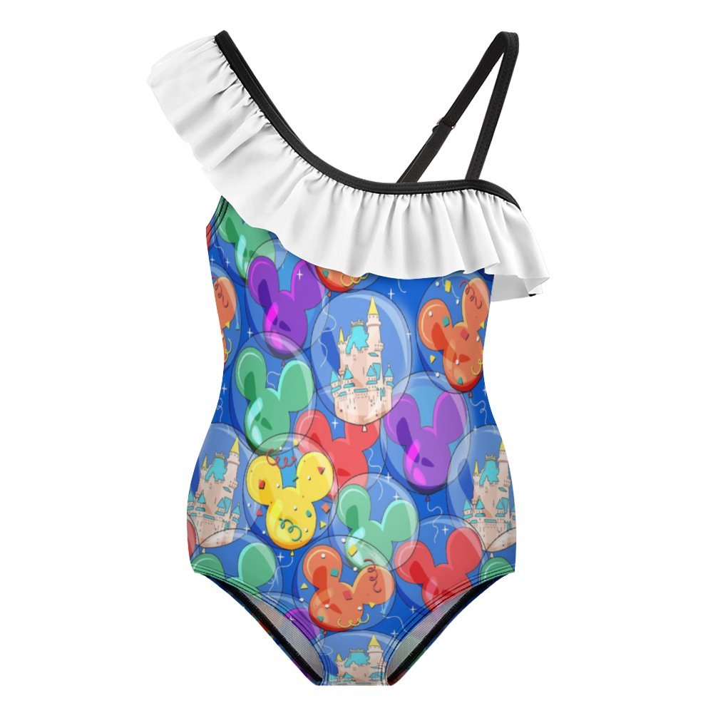 Balloon Collector Girls Flounce One-Piece Swimsuit