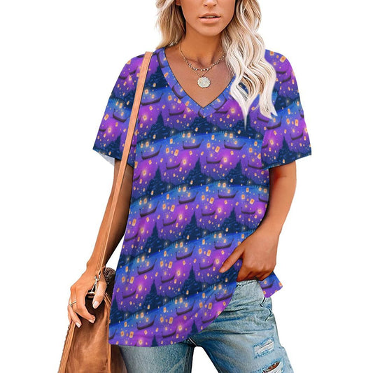 Floating Lanterns Women's V-Neck T-Shirt