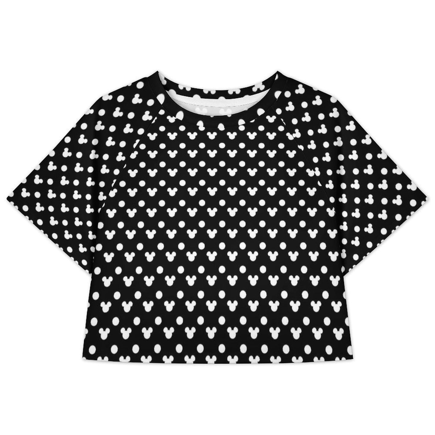 All Over Print Cropped Ralgan T-Shirt - Ambrie