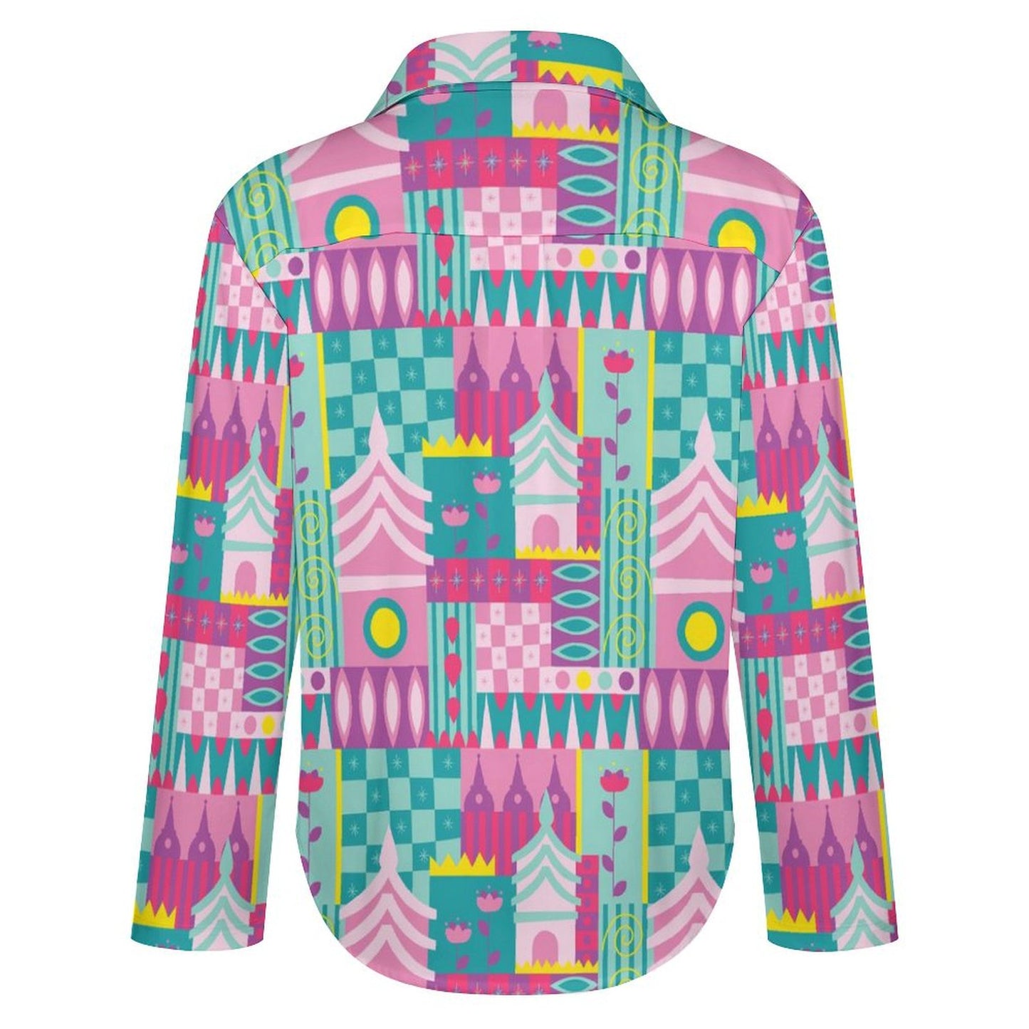 Small World Long Sleeve Button Up Blouse