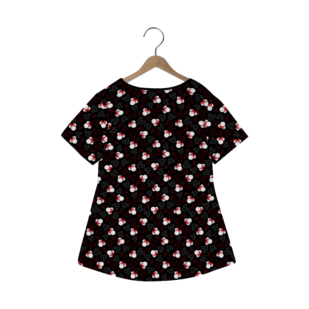 Mickey And Minnie Dots Women's Crew Neck Loose Tunic
