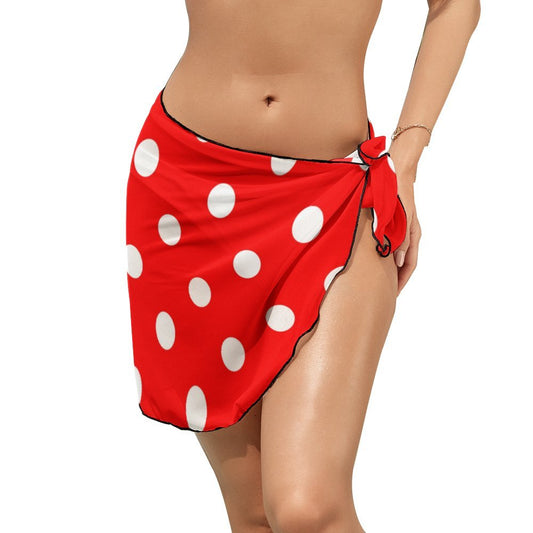 Red With White Polka Dots Swimsuit Beach Wrap