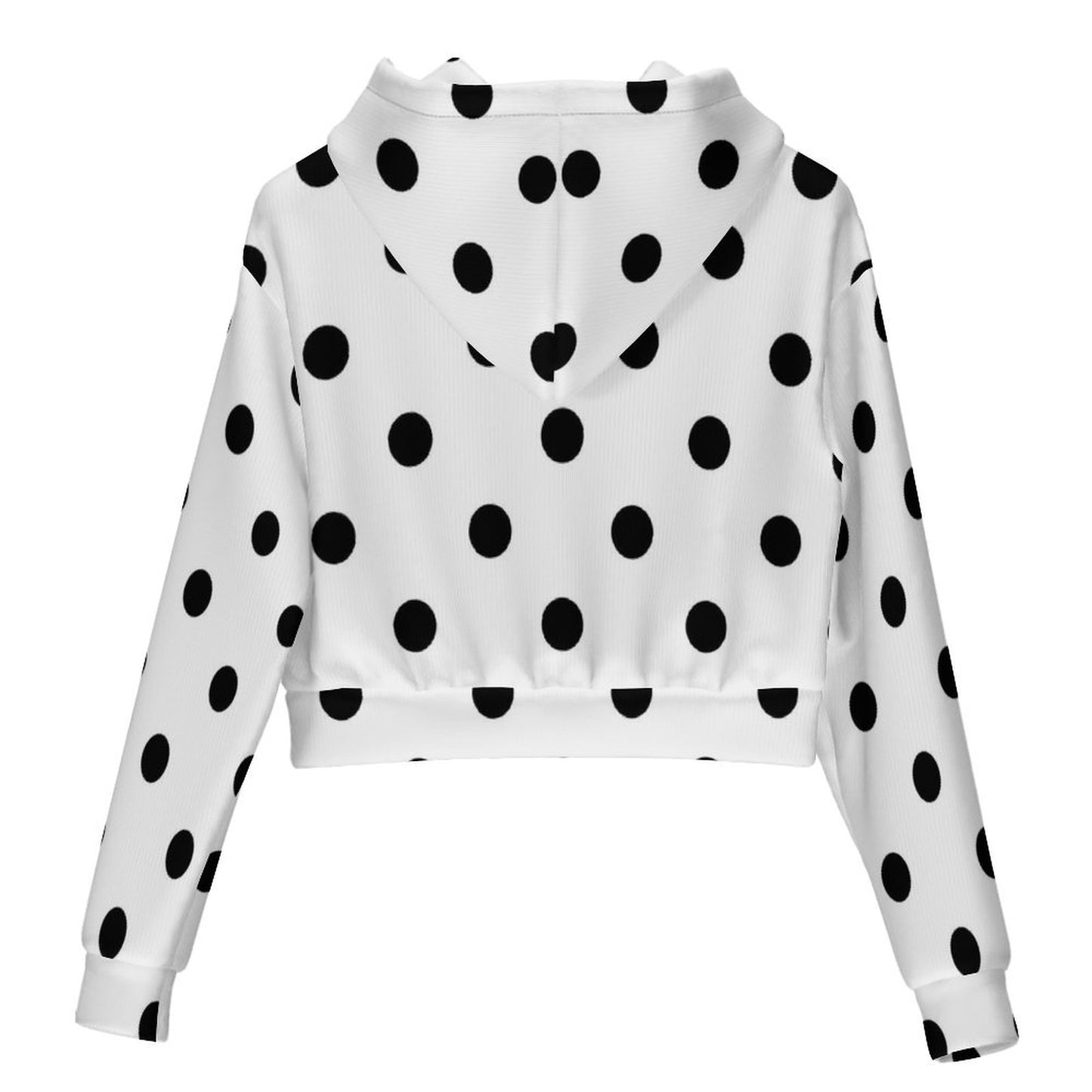 White Polka Dot With Black Bows Women's Cropped Hoodie