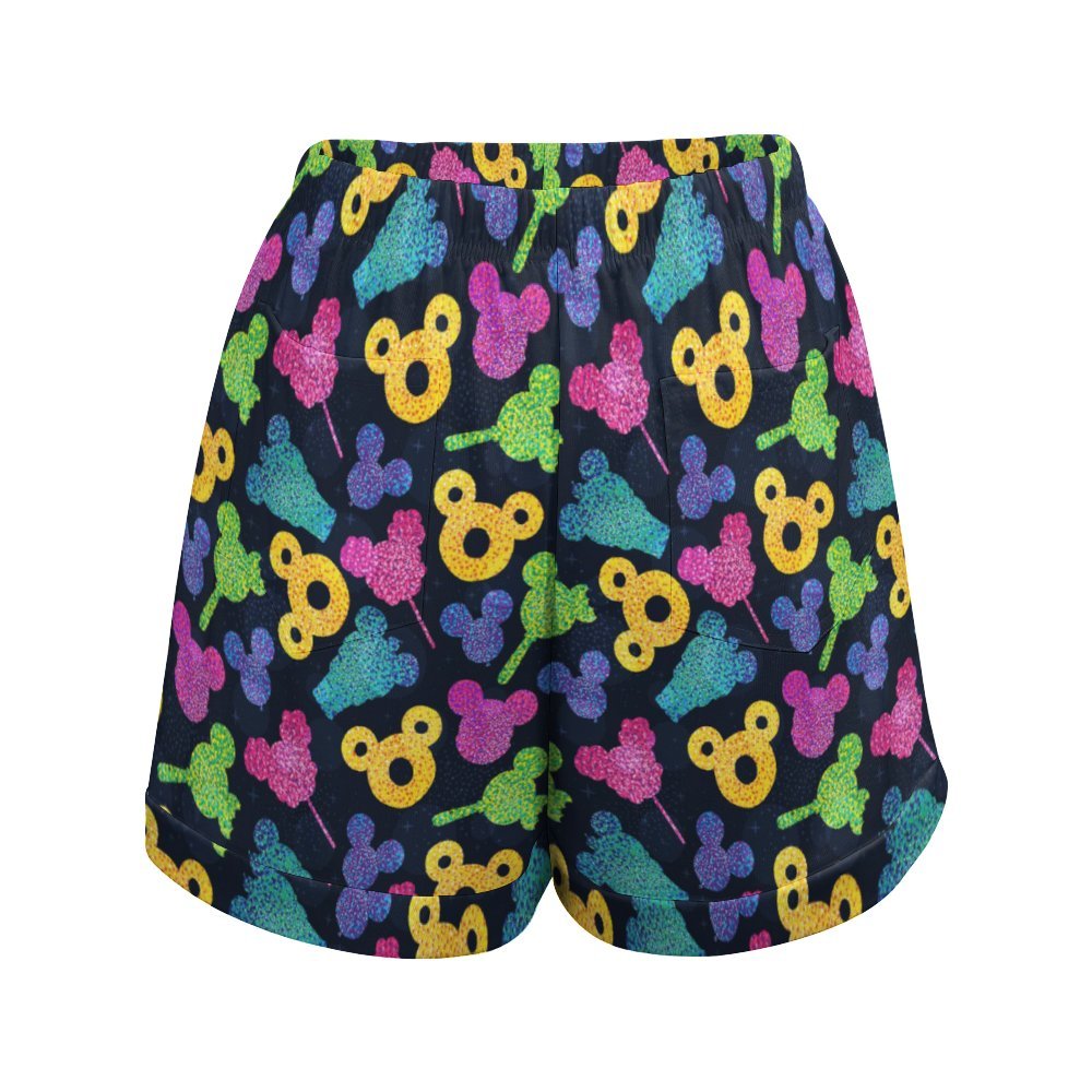 Glitter Park Snacks Women's High-Waisted Loose Shorts With Pockets