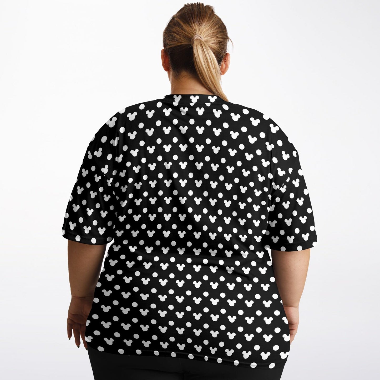 Black With White Mickey Polka Dots Unisex Plus-size T-Shirt