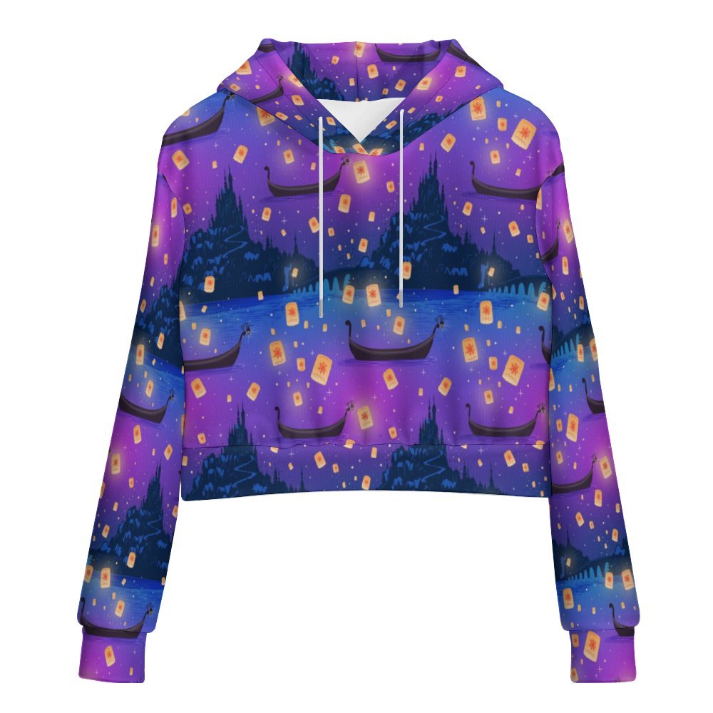 Disney Tangled Rapunzel Floating Lanterns Women's Cropped Hoodie