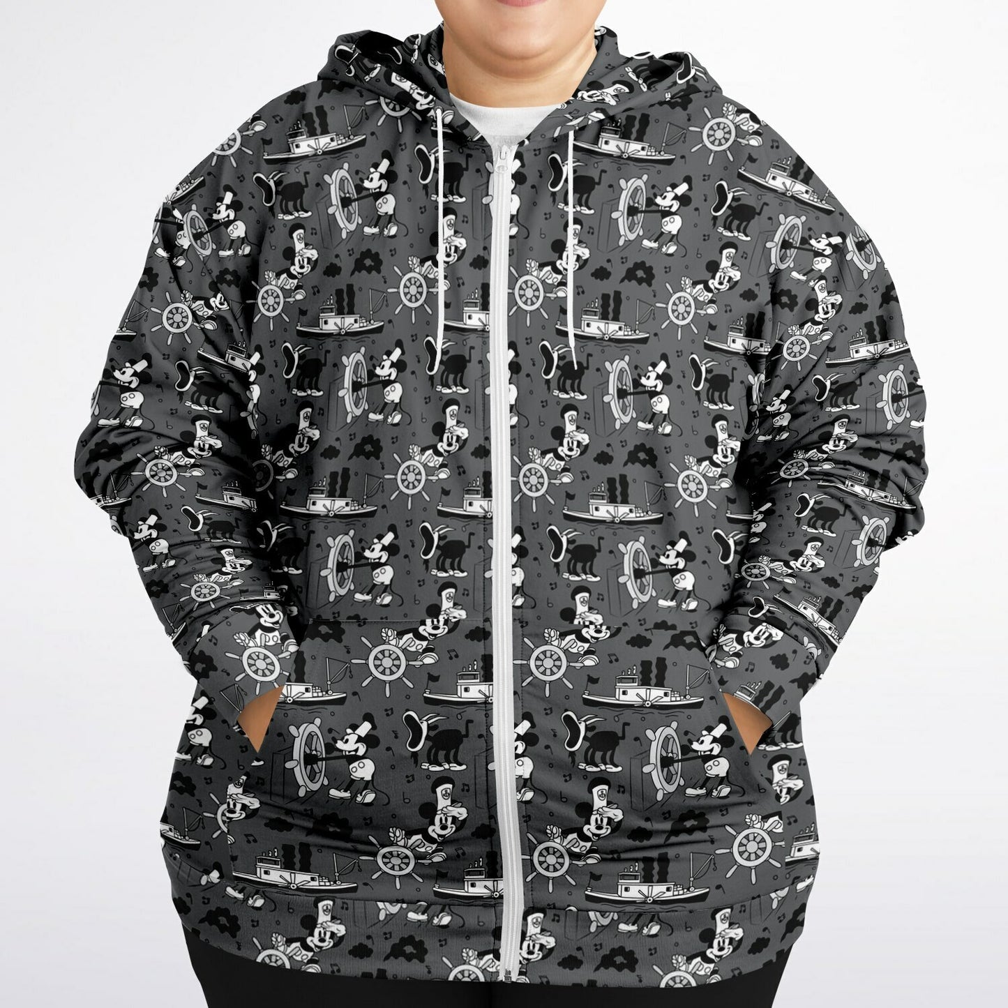 Steamboat Mickey Plus-size Unisex Zip Hoodie