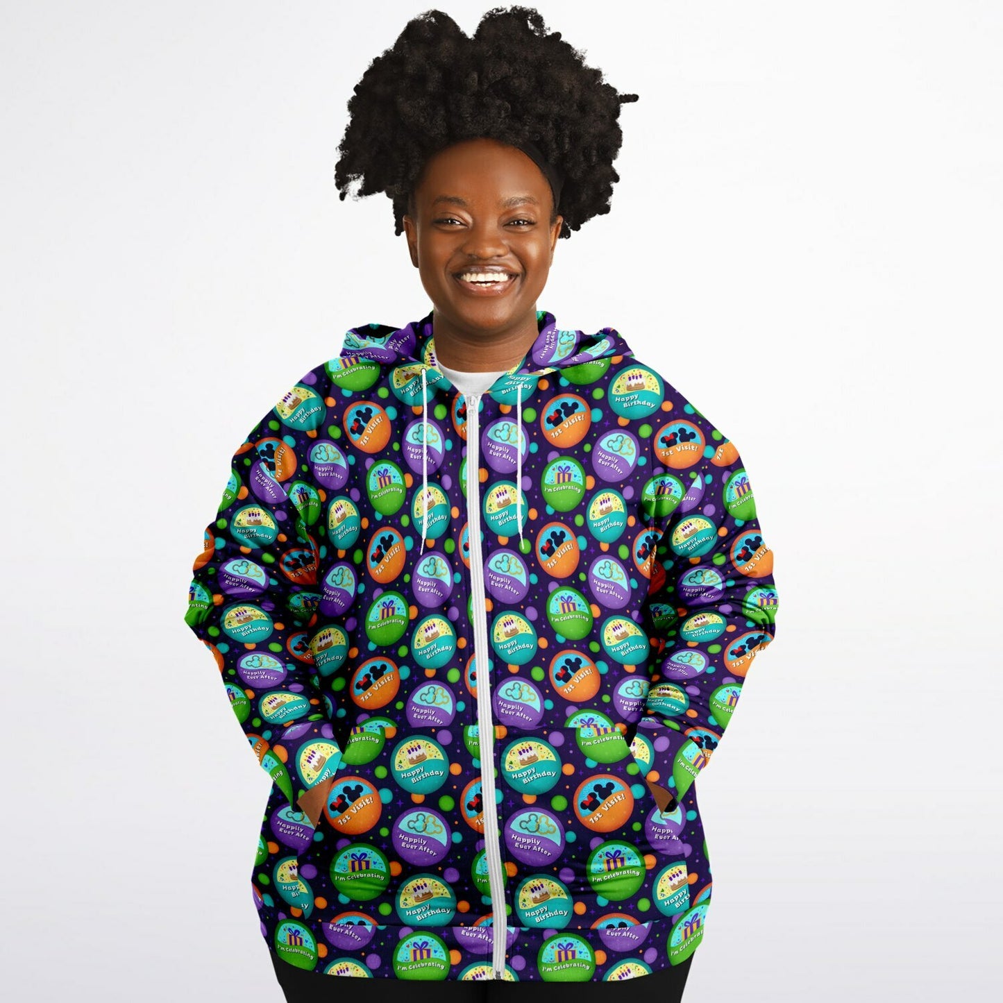 Button Collector Plus-size Unisex Zip Hoodie