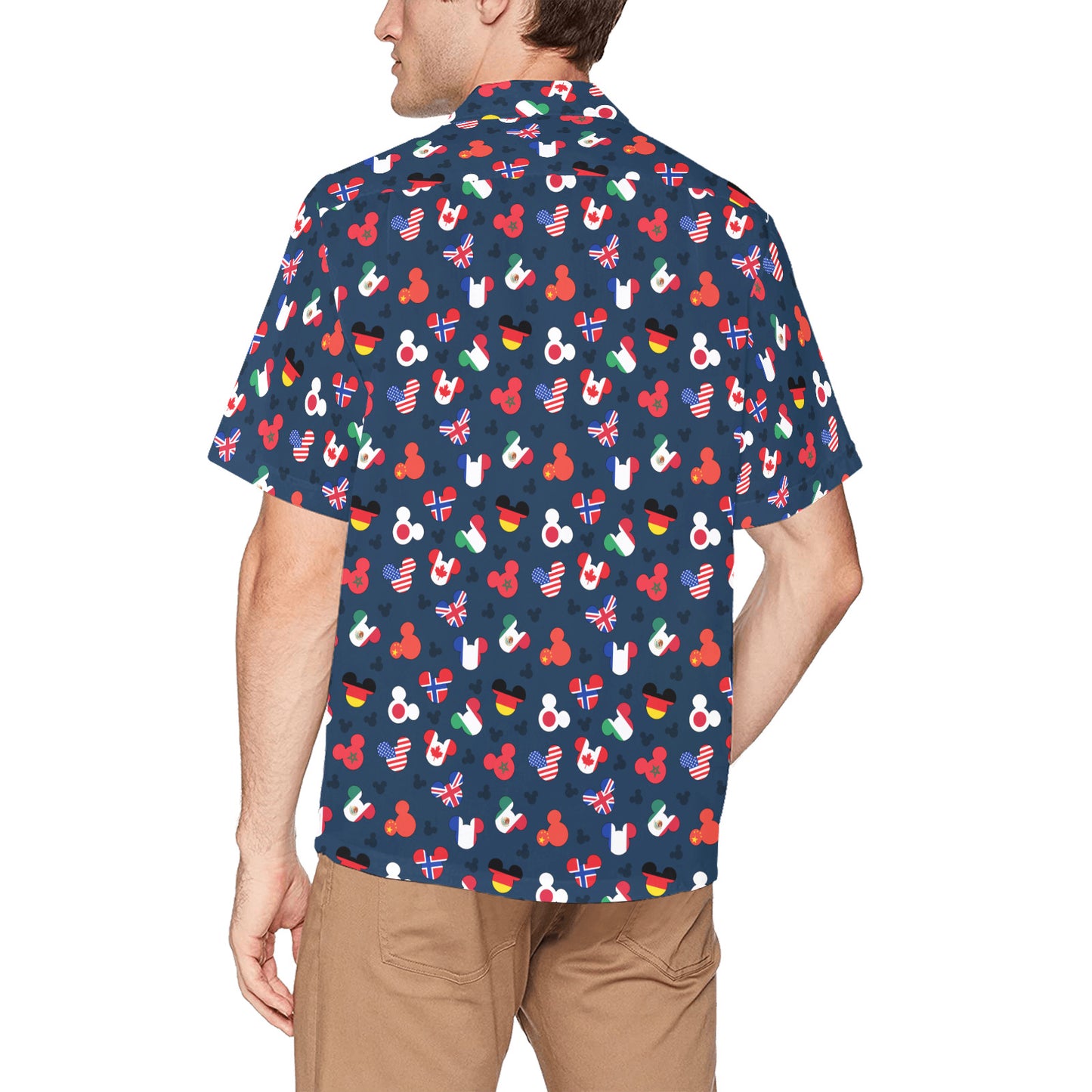 Mickey Flags Hawaiian Shirt With Chest Pocket