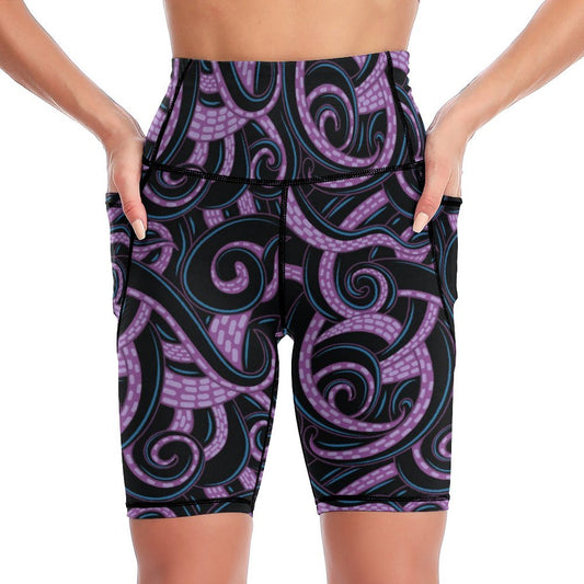 Ursula Tentacles Women's Knee Length Athletic Yoga Shorts With Pockets