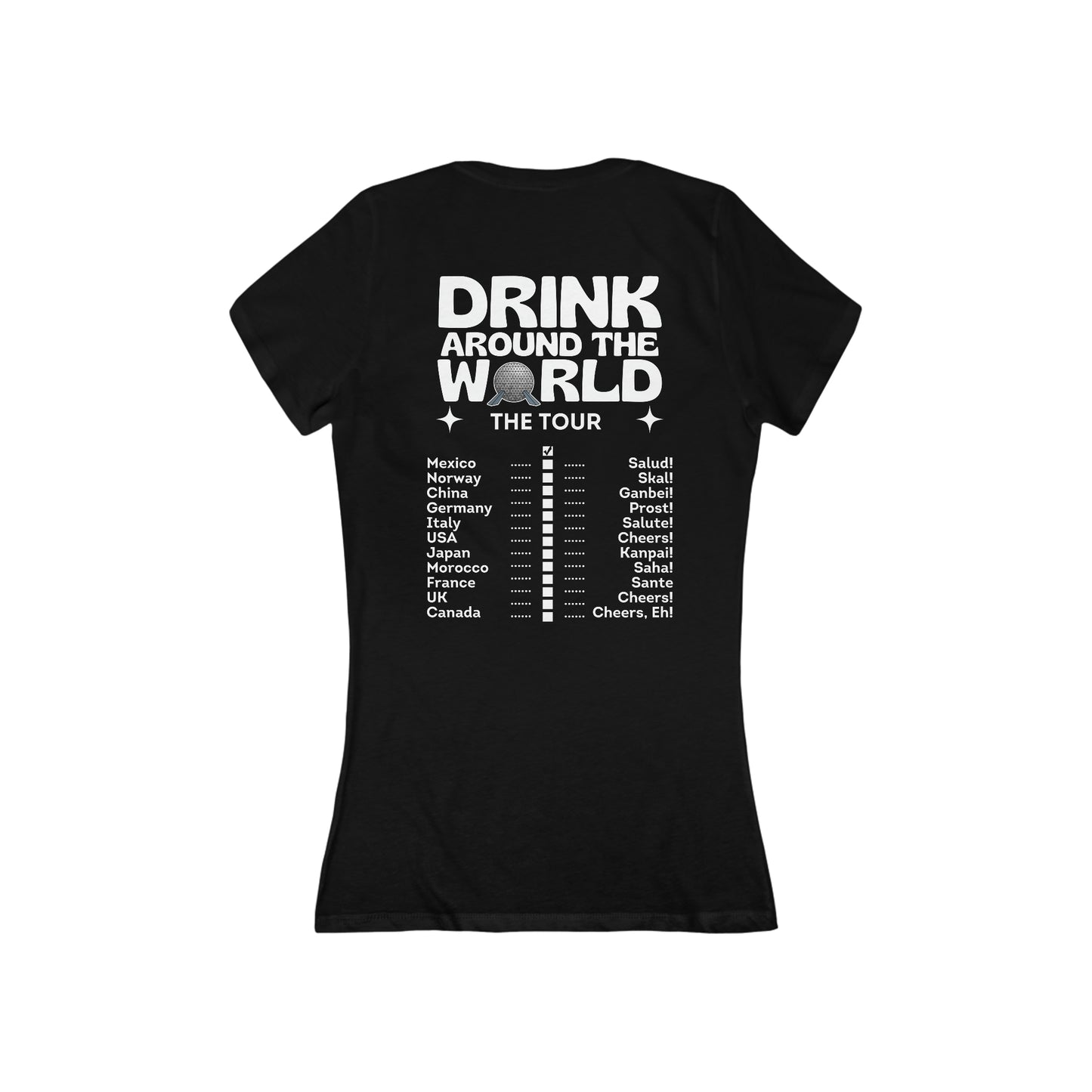 Drink Around The World Women's Short Sleeve Deep V-Neck Graphic Tee