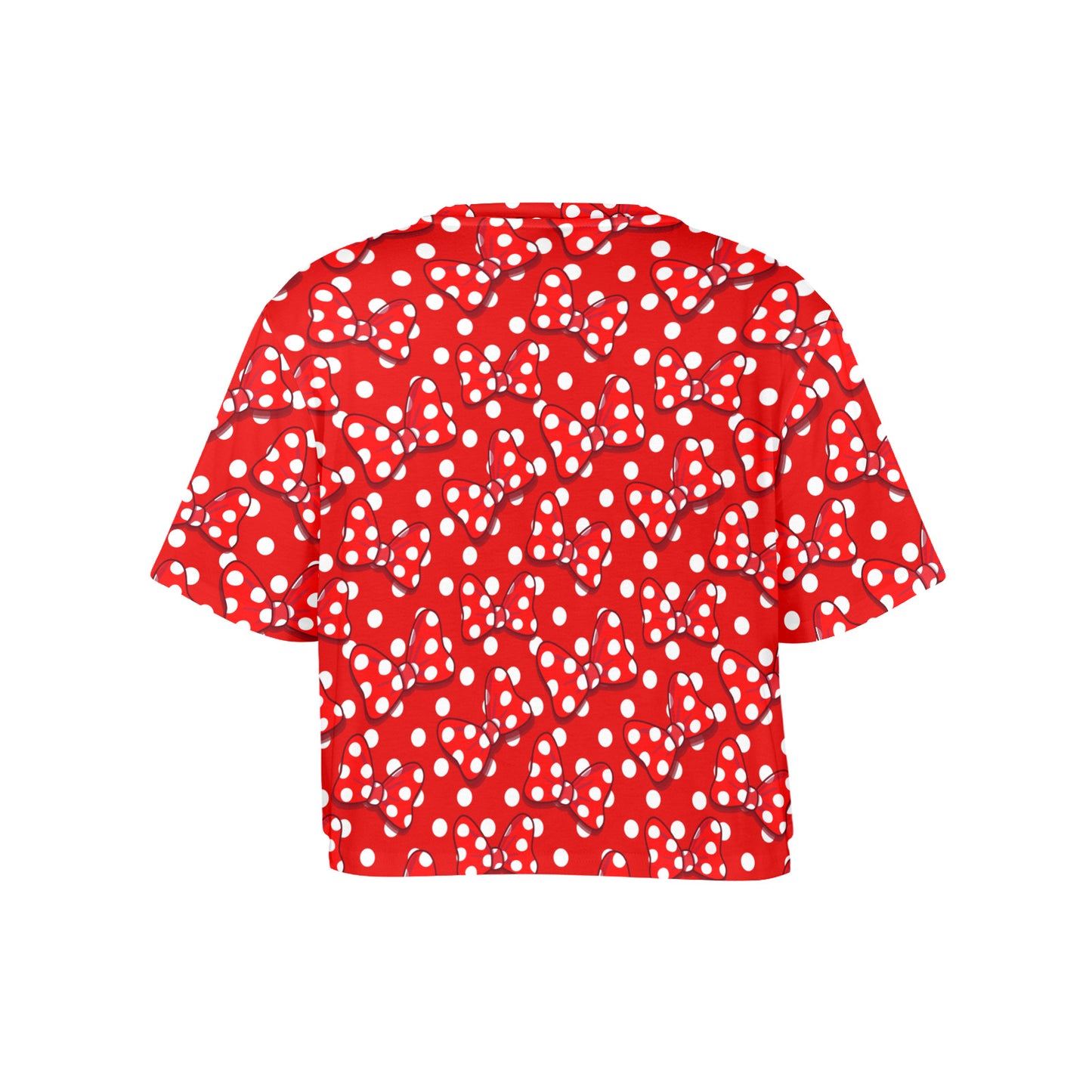 Red With White Polka Dot And Bows Women's Cropped T-shirt