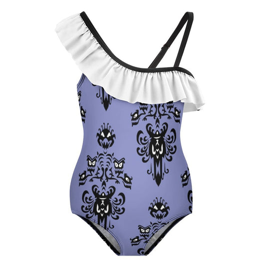 Haunted Mansion Wallpaper Girls Flounce One-Piece Swimsuit