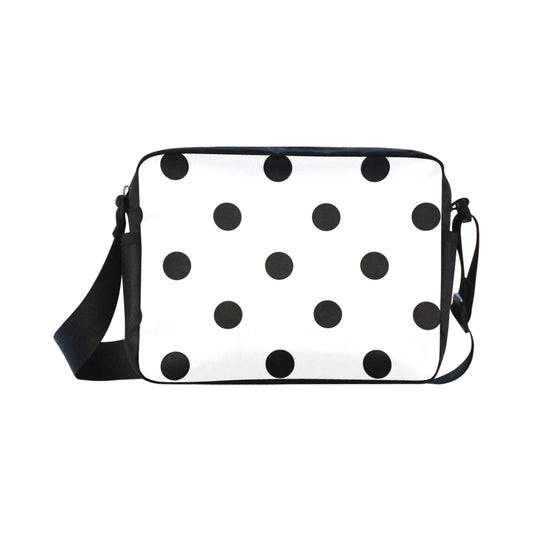 White With Black Polka Dots Classic Cross-body Nylon Bag