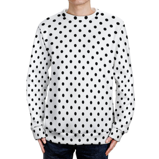 White With Black Polka Dots Unisex Crewneck Sweater