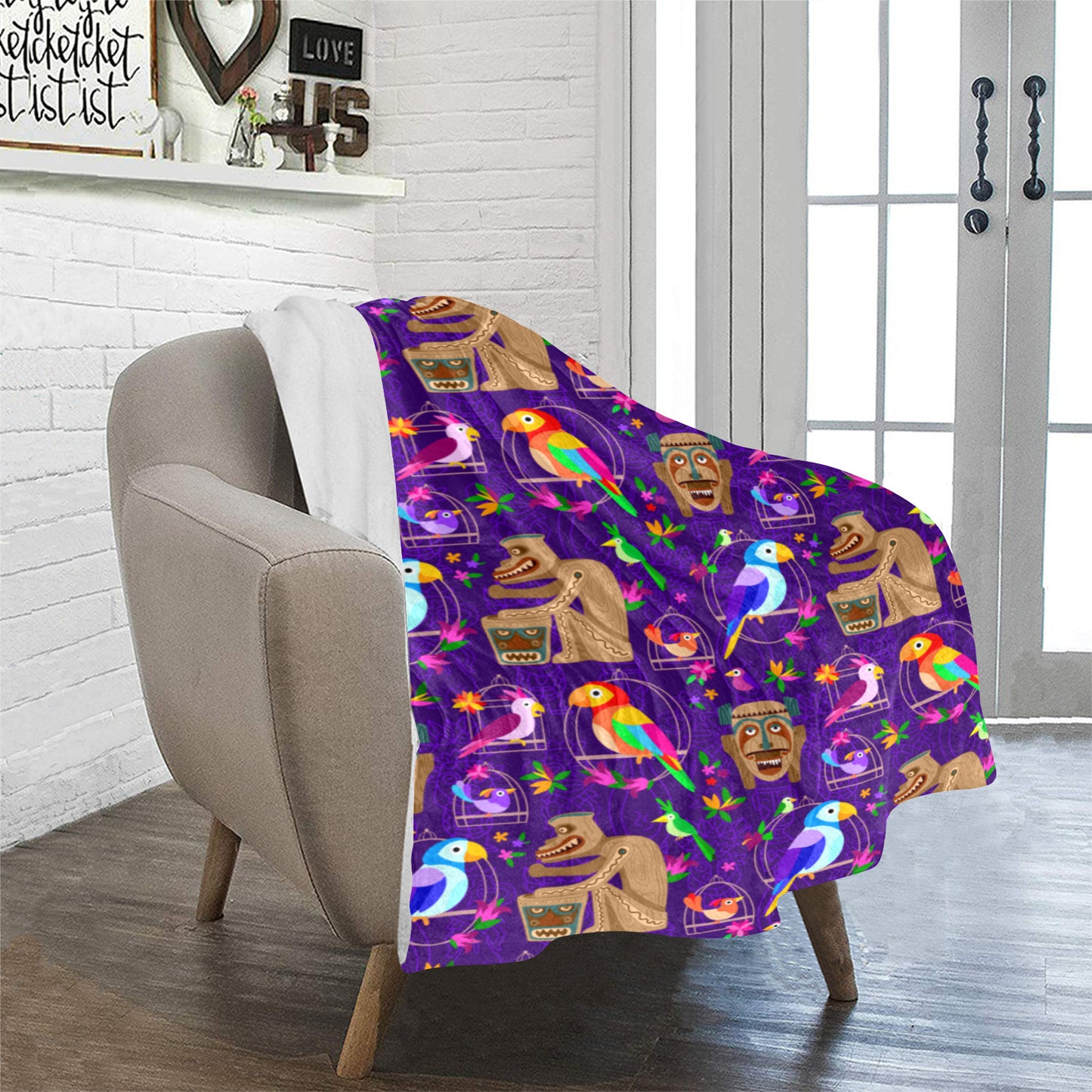 Tiki Plays The Drums Ultra-Soft Micro Fleece Blanket 32"x48"