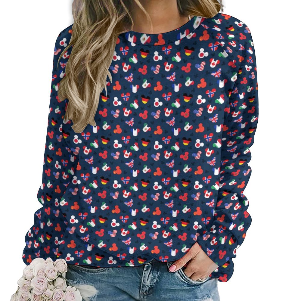 Mickey Flags Women's Raglan Crewneck Sweatshirt