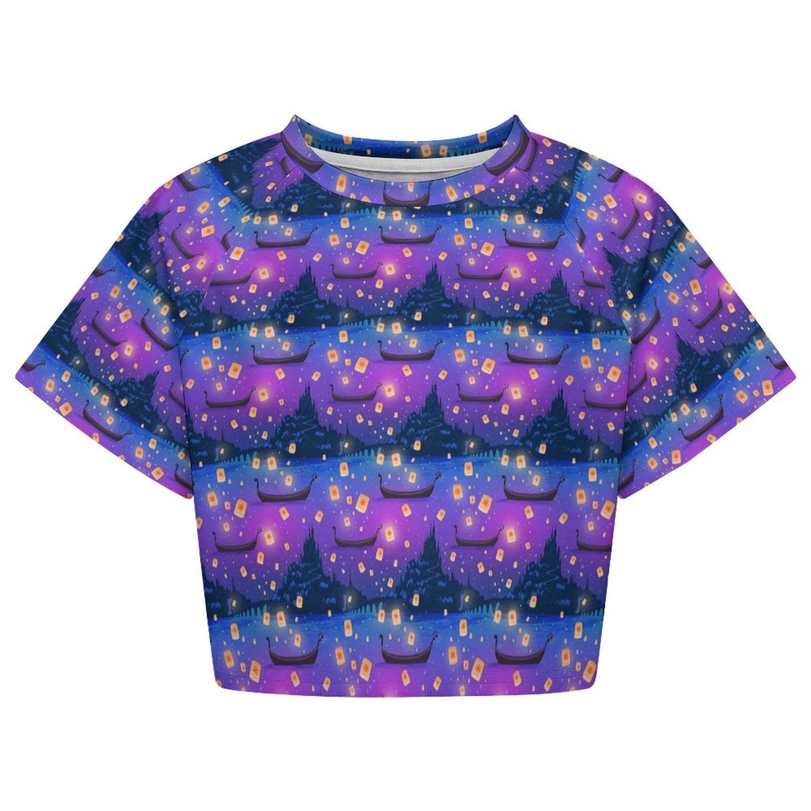 All Over Print Cropped Ralgan T-Shirt - Ambrie
