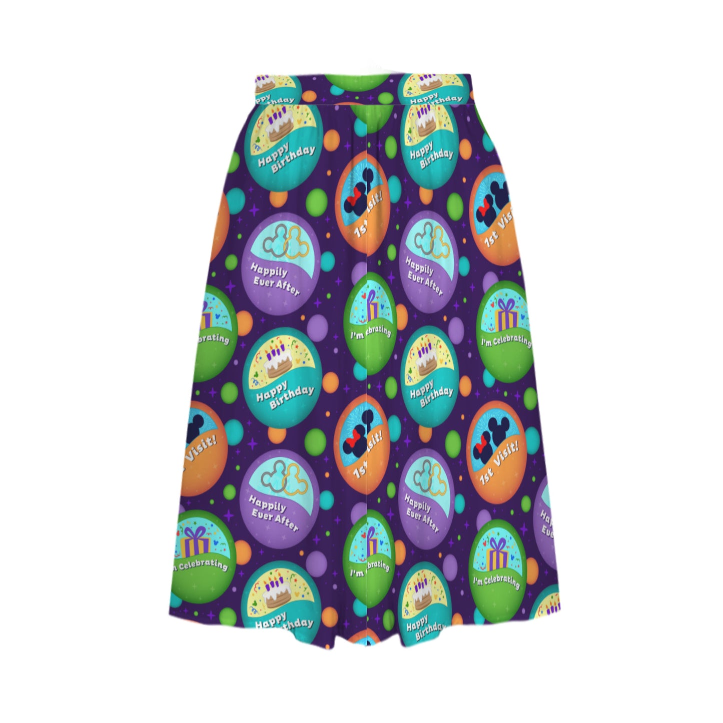 Button Collector Elastic Waist Midi Skirt With Pockets