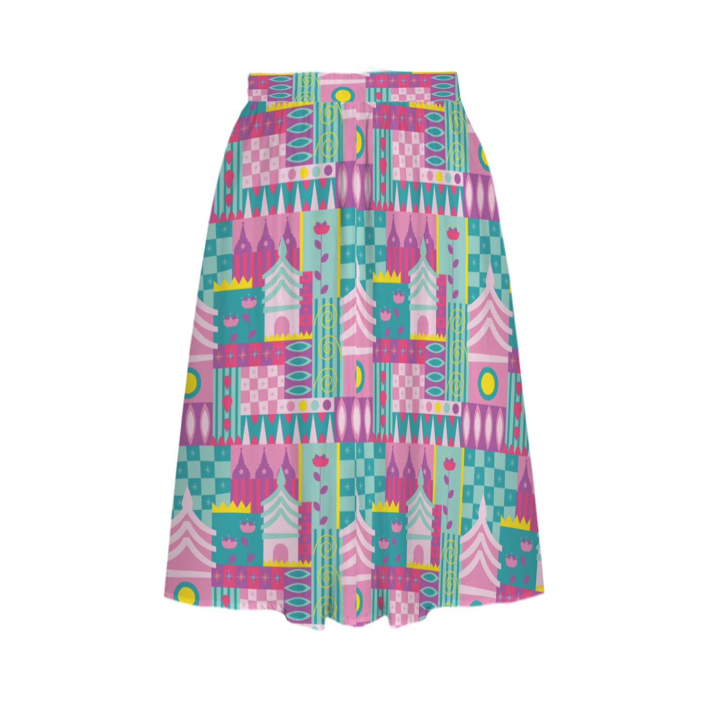 Small World Elastic Waist Midi Skirt With Pockets