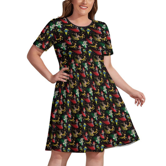 Disney Toy Story Roundup Friends Women's Round Neck Plus Size Dress With Pockets