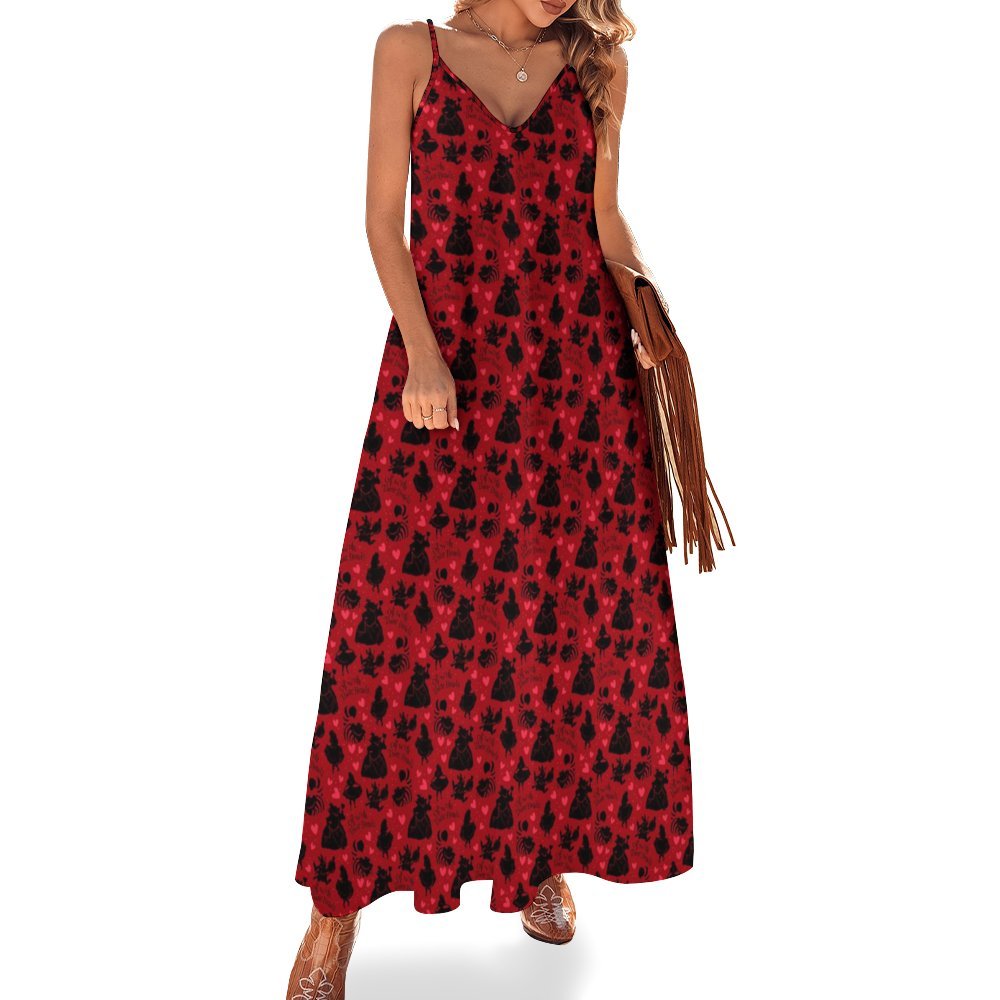 Disney Alice In Wonderland Queen Of Hearts Off With Their Heads Women's Summer Slip Long Dress