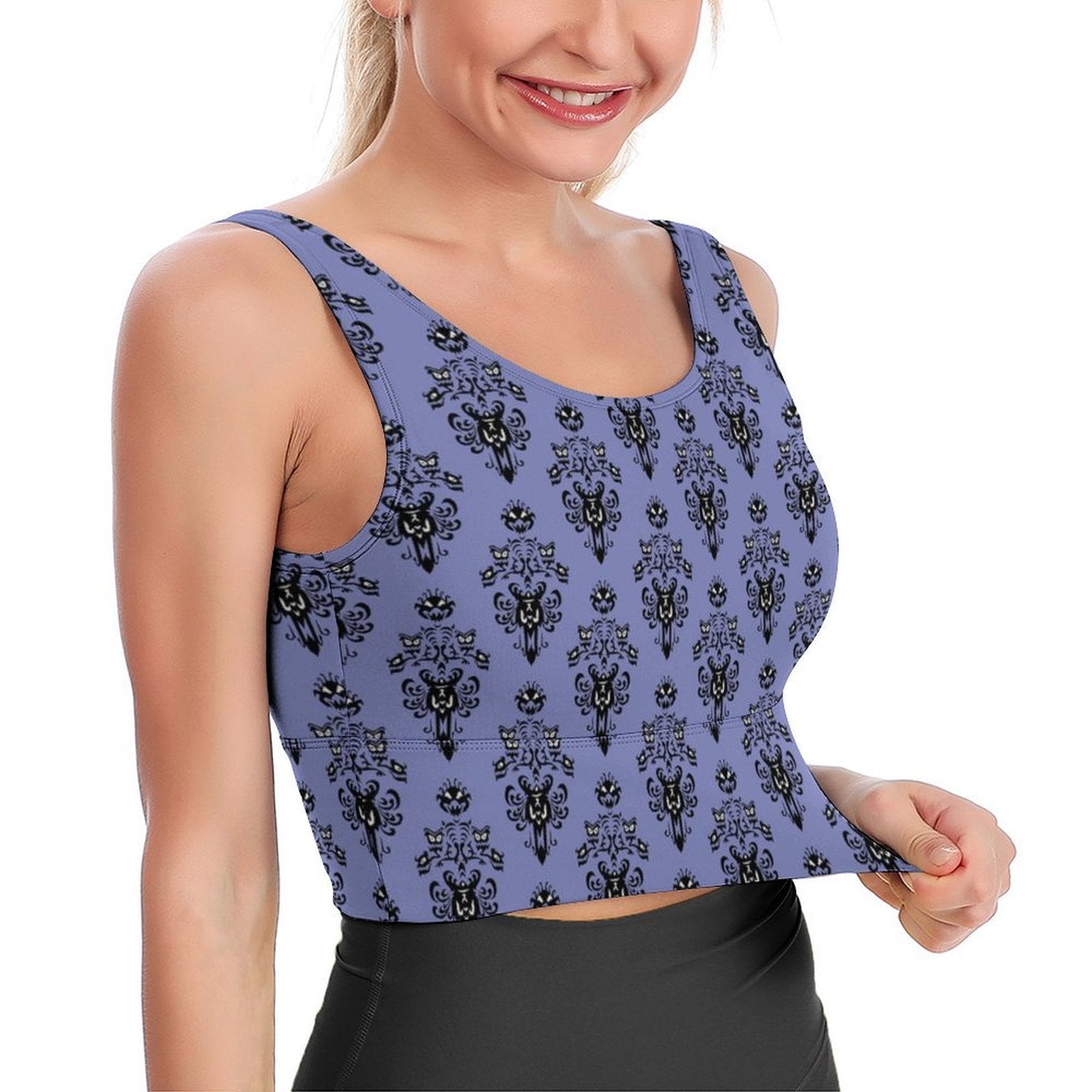 Haunted Mansion Wallpaper Women's Crop Tank Top - Ambrie