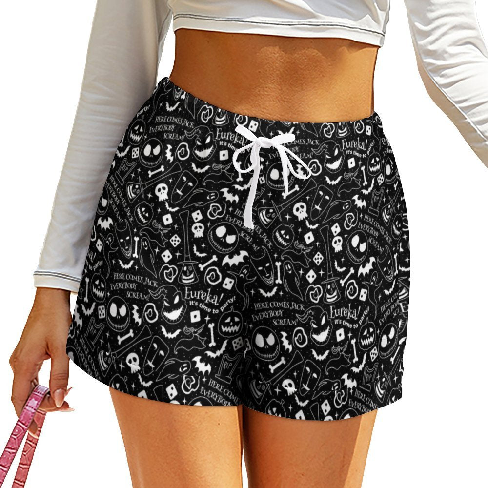 Everybody Scream Women's High-Waisted Loose Shorts With Pockets