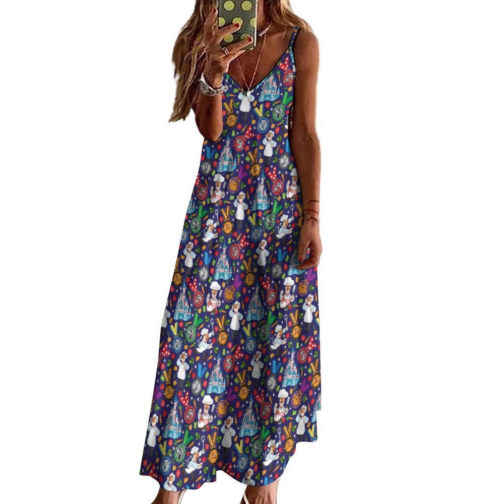 Muppets Chef Wine And Dine Race Women's Summer Slip Long Dress